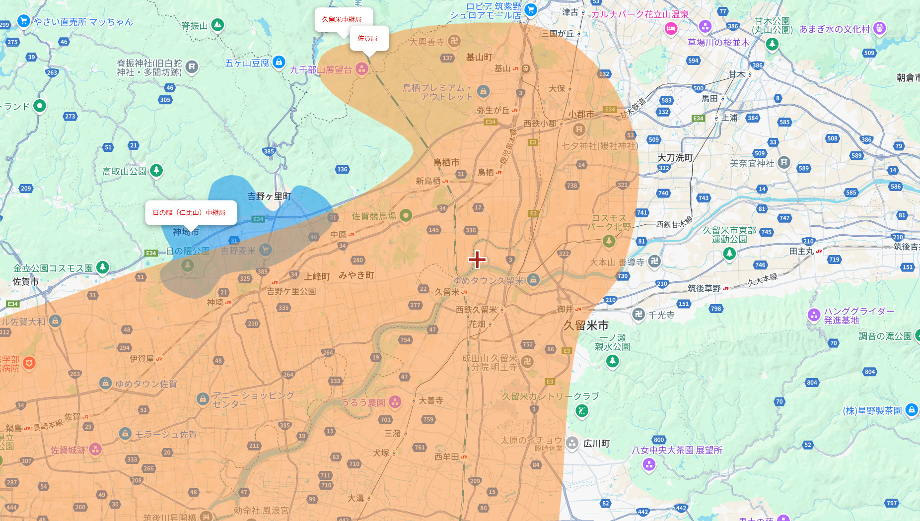 久留米市の電波事情
